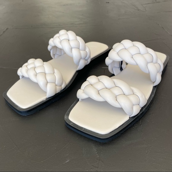 New H&M Sand Tan Braided Slides 8.5 / 40. - New With Tags - Picture 3 of 11